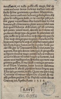 Ex varijs libellis Eliae Grammaticorum omnium doctissimi [...] quicquid ad absolutam grammaticen Hebraicam est necessarium