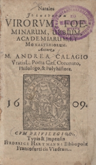 Natales Illustrium Virorum, Foeminarum, Urbium, Academiarum Et Monasteriorum [...]. - War. A