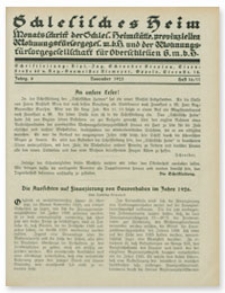 Schlesisches Heim : Monatsschrift der Schlesischen Heimstätte provinziellen Wohnungsfürsorgegesellschaft m. b. H.und Oberschlesichen Siedlungs und Wohnungsfürsorgegesellschaft m. b. H. Jahrgang 6, November 1925, Heft 10/11