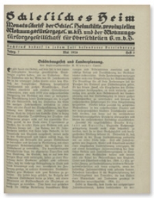 Schlesisches Heim : Monatsschrift der Schlesischen Heimst&auml;tte, provinziellen Wohnungsf&uuml;rsorgegesellschaft m. b. H. und der Wohnungsf&uuml;rsorgegesellschaft f&uuml;r Oberschlesien G. m. b. H. Jahrgang 7, Mai 1926, Heft 5