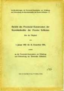 Bericht des Provinzial- Konservators der Kunstdenkmäler der Provinz Schlesien über die Tätigkeit vom 1. Januar 1913 bis 31. Dezember 1914