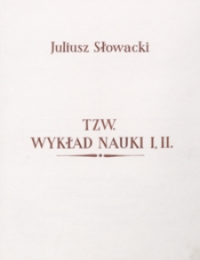 [Tzw. Wykład Nauki I, II]