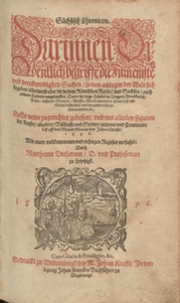 S&auml;chsisch Chronicon Darinnen Ordentlich begriffe die F&uuml;rnemste und denckwirdigsten Sachen [...]