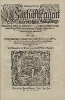 Dess Landes Schlesien Warhaffte eigentliche und kurtze Berschreinbug [...]. 2 Tl.