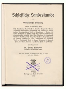 Schlesische Landeskunde : Geschichtliche Abteilung