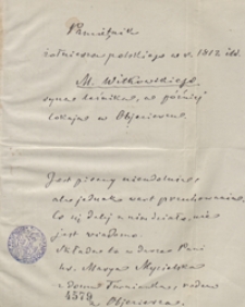 Pamiętnik żołnierza polskiego w r. 1812 itd. M[Melchiora] Witkowskiego syna leśnika, co p&oacute;źniej lokaja w Objezierze