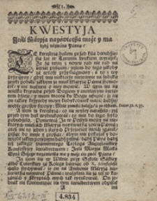 Kwestyja Jeśli Maryja nayświętsza może y ma bydź nazwana Panną?