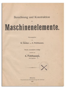 Berechnung und Konstruktion der Maschinenelemente