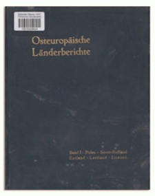 Osteuropäische Länderberichte. Bd. 1, Polen, Sovet=Rußland, Lettland, Estland, Litauen