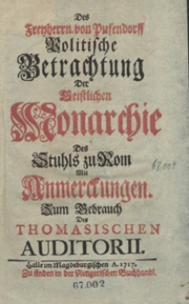 Annotationes et observationes politicae ex ipsis scripturis pontificiis desumtae et propositae a Joh[anne] Davide Koelero [...]