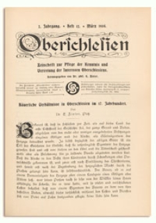 Oberschlesien. Zeitschrift zur Pflege der Kenntnis und Vertretung der Interessen Oberschlesiens. 2. Jahrgang, März 1904, Heft 12