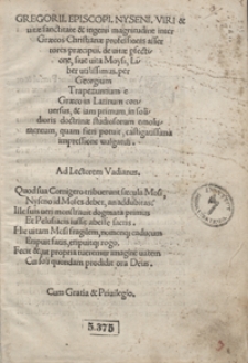 Gregorii Episcopi Nyseni [...] de vitae p[er]fectione sive vita Moysi [...]