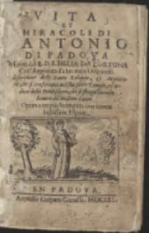 Vita Et Miracoli Di Antonio Di Padova […]