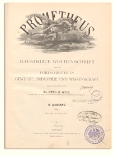 Prometheus : Illustrirte Wochenschrift &uuml;ber die Fortschritte in Gewerbe, Industrie und Wissenschaft. 4. Jahrgang, 1892, Nr 157