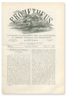 Prometheus : Illustrirte Wochenschrift &uuml;ber die Fortschritte in Gewerbe, Industrie und Wissenschaft. 5. Jahrgang, 1894, Nr 250