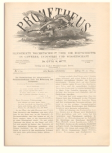 Prometheus : Illustrirte Wochenschrift &uuml;ber die Fortschritte in Gewerbe, Industrie und Wissenschaft. 4. Jahrgang, 1893, Nr 174