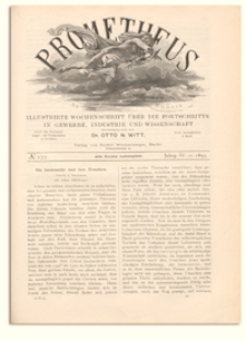 Prometheus : Illustrirte Wochenschrift &uuml;ber die Fortschritte in Gewerbe, Industrie und Wissenschaft. 4. Jahrgang, 1893, Nr 177