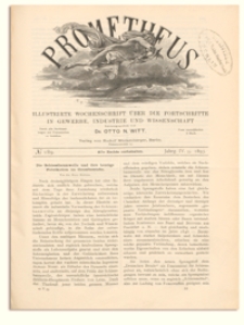 Prometheus : Illustrirte Wochenschrift &uuml;ber die Fortschritte in Gewerbe, Industrie und Wissenschaft. 4. Jahrgang, 1893, Nr 189