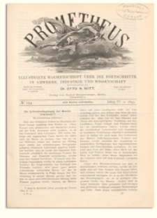 Prometheus : Illustrirte Wochenschrift &uuml;ber die Fortschritte in Gewerbe, Industrie und Wissenschaft. 4. Jahrgang, 1893, Nr 194