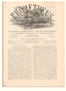 Prometheus : Illustrirte Wochenschrift &uuml;ber die Fortschritte in Gewerbe, Industrie und Wissenschaft. 4. Jahrgang, 1893, Nr 195