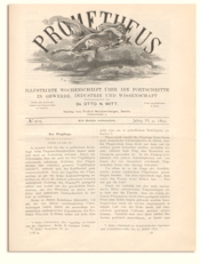 Prometheus : Illustrirte Wochenschrift &uuml;ber die Fortschritte in Gewerbe, Industrie und Wissenschaft. 4. Jahrgang, 1893, Nr 205
