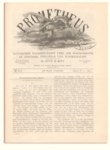 Prometheus : Illustrirte Wochenschrift &uuml;ber die Fortschritte in Gewerbe, Industrie und Wissenschaft. 4. Jahrgang, 1893, Nr 207